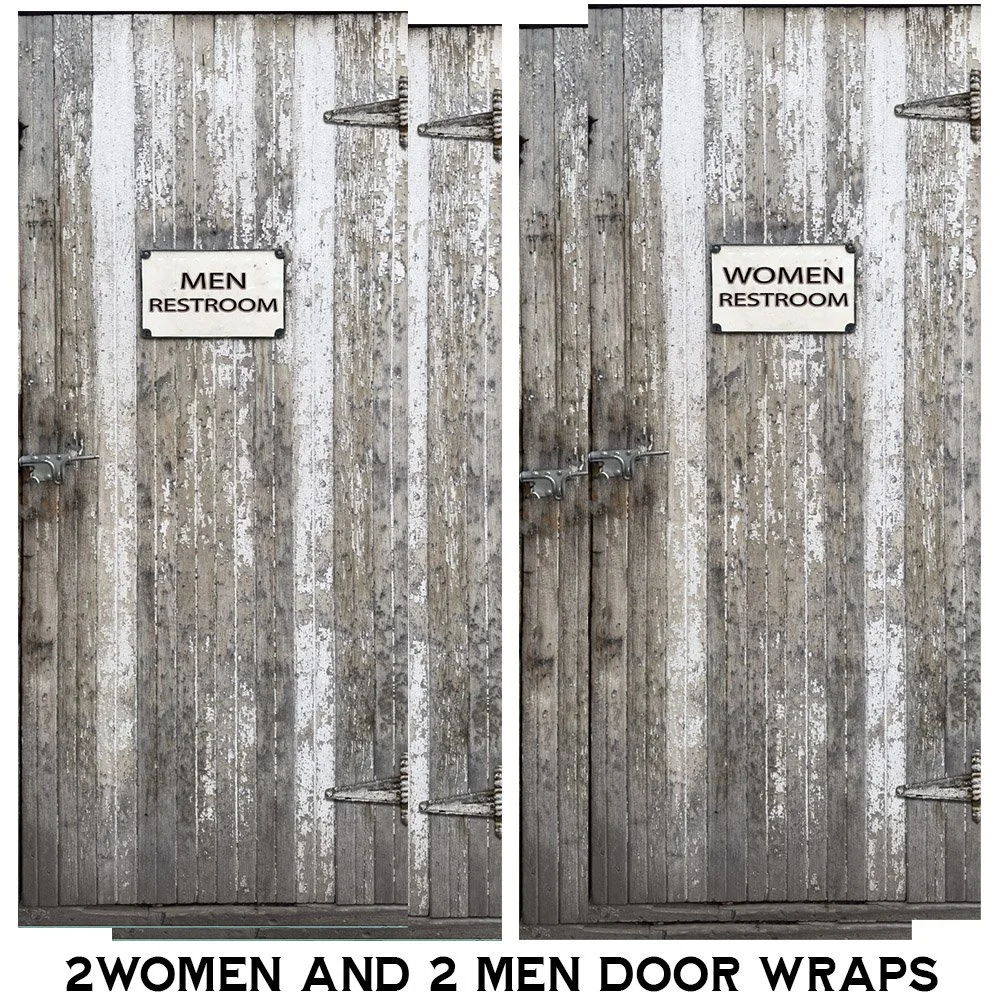 Men and Women Restroom Door wraps - White Cracked